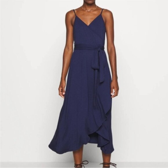 GAP Dresses & Skirts - GAP Cami Wrap Dress Navy Jersey Spaghetti Strap, size L